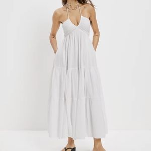 American Eagle Halter ruched midi dress